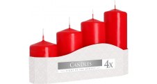 Adventní svíčky schody - 6cm metalic červená / 4ks