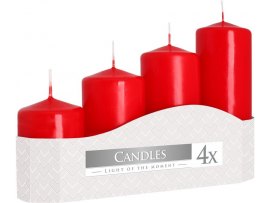 Adventní svíčky schody - 6cm metalic červená / 4ks