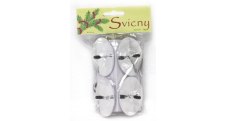 Bodce na adventní svíčku - stříbrná / 4 ks