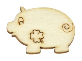 Dřevěný výřez - Prasátko 3,5 cm x 3 cm Dřevěný výřez - Prasátko 3,5 cm x 3 cm