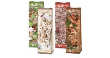 Vánoční taška na láhev - mix motivů 35 x 12 cm