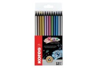 Pastelky Kores METALLIC trojhranné / 12 barev
