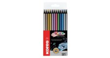 Pastelky Kores METALLIC trojhranné / 12 barev