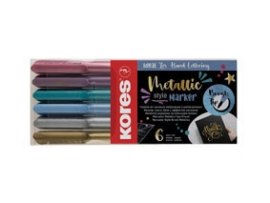Popisovač Kores K-Brush - metalické barvy / sada 6 ks