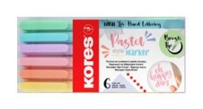 Popisovače Kores K-Brush - pastelové barvy / 6 ks