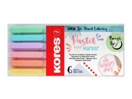 Popisovač Kores K-Brush - pastelové barvy / sada 6 ks