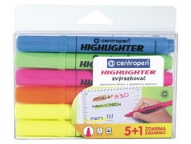 Zvýrazňovač Centropen HIGHLIGHTER 8552 / sada 5 + 1