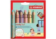 Multifunkční pastelky STABILO® Woody PASTEL 3 in 1 - 6 barev + ořezávátko Multifunkční pastelky STABILO® Woody PASTEL 3 in 1 - 6 barev + ořezávátko