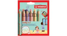 STABILO® Woody PASTEL multifunkční pastleky 3v1/6 barev + ořezávátko