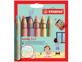 Pastelky STABILO® Woody PASTEL 3v1 / 6 barev + ořezávátko Pastelky STABILO® Woody PASTEL 3v1 / 6 barev + ořezávátko