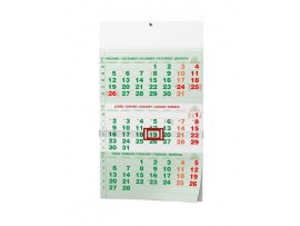 Kalendář nástěnný pracovní - tříměsíční zelený / BNC2