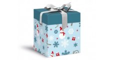 Krabička dárková vánoční - modrá / 12x12x15cm