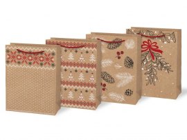 Vánoční taška kraft M - mix 19 x 25 cm