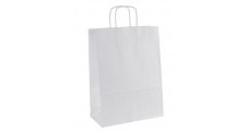 Papírová taška KRAFT s krouceným uchem / bílá / 24x11x33cm