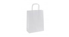 Papírová taška KRAFT s krouceným uchem / bílá / 18x8x24cm