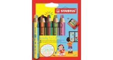 Multifunkční pastelky STABILO® Woody DUO 3 in 1 - 5 barev + ořezávátko