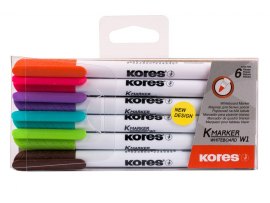 Popisovač Kores K-Marker Whiteboard - sada 6 ks / kulatý tenký hrot