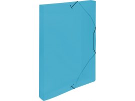 Box na spisy A4 s gumou průsvitný - hřbet 3 cm / modrá