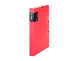 Box na spisy A4 s gumou průsvitný Opaline - hřbet 3 cm / červená