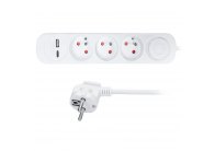 Prodlužovací přívody s USB A+C - 3 zásuvky / 2  m