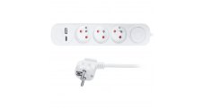 Prodlužovací přívody s USB A+C - 3 zásuvky / 2  m