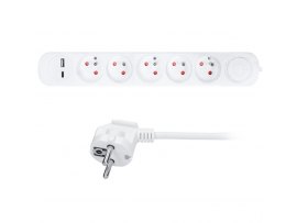 Prodlužovací přívody s USB A+C - 5 zásuvek / 3 m