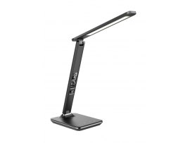 Lampa LED stmívatelná s displejem - černá kůže Lampa LED stmívatelná s displejem - černá kůže