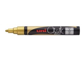 Popisovač křídový UNI Chalk Marker PWE-5M / zlatá Popisovač křídový UNI Chalk Marker PWE-5M / zlatá