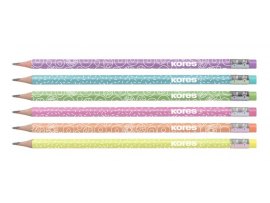 Tužka trojhranná Kores Collagey Style - HB / barevný mix