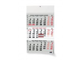 Kalendář nástěnný pracovní - tříměsíční šedý / BNC0