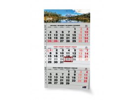 Kalendář nástěnný pracovní - tříměsíční šedý Příroda / BNC7
