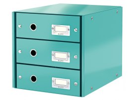 Zásuvkový box Leitz Click & Store - 3 zásuvky / tyrkysová