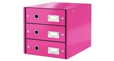 Zásuvkový box Leitz Click & Store - 3 zásuvky / růžová