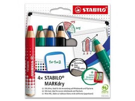 Suchý popisovač STABILO® MARKdry - sada 4 ks + hadřík + ořezávátko Suchý popisovač STABILO® MARKdry - sada 4 ks + hadřík + ořezávátko