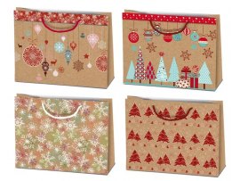 Vánoční taška kraft HM - mix 30 x 23 cm