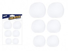 Kuličky Pompom 6 ks - mix velikostí / bílá Kuličky Pompom 6 ks - mix velikostí / bílá