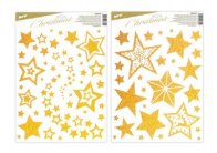 Okenní fólie Glitr - mix zlaté hvězdy / 30 x 42 cm
