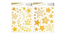 Okenní fólie Glitr - mix zlaté hvězdy / 30 x 42 cm