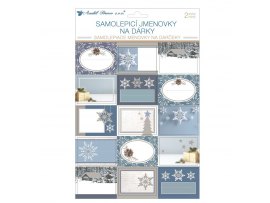 Samolepící jmenovky - glitr modro-šedá / 30 ks
