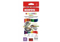 Pastelky Kores DUO trojhranné / oboustranné / 24 barev Pastelky Kores DUO trojhranné / oboustranné / 24 barev