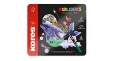 Pastelky Kores Kolores plechový box trojhranné / 24 barev