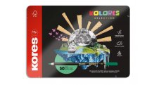 Pastelky Kores Kolores plechový box trojhranné / 50 barev