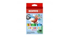 Voskové pastelky trojhranné Kores Kraynones - 12 barev / Jumbo
