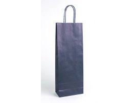 Taška na láhev papírová - modrá / 14 x 8 x 39 cm