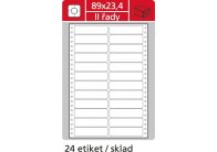 Tabelační etikety s vodící drážkou - 89 x 23,4 mm dvouřadé 12000 etiket / 500 skladů