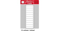 Tabelační etikety s vodící drážkou - 89 x 23,4 mm jednořadé 6000 etiket / 500 skladů