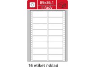 Tabelační etikety s vodící drážkou - 89 x 36,1 mm dvouřadé 8000 etiket / 500 skladů