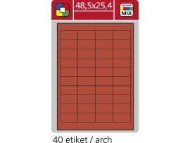 Print etikety A4 pro laserový a inkoustový tisk - 48,5 x 25,4 mm (40 etiket / arch) červená
