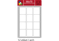 Print etikety A4 pro laserový a inkoustový tisk - 66 x 70 mm (12 etiket / arch)