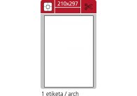 Print etikety A4 pro laserový a inkoustový tisk - 210 x 297 mm (1 etiketa / arch)